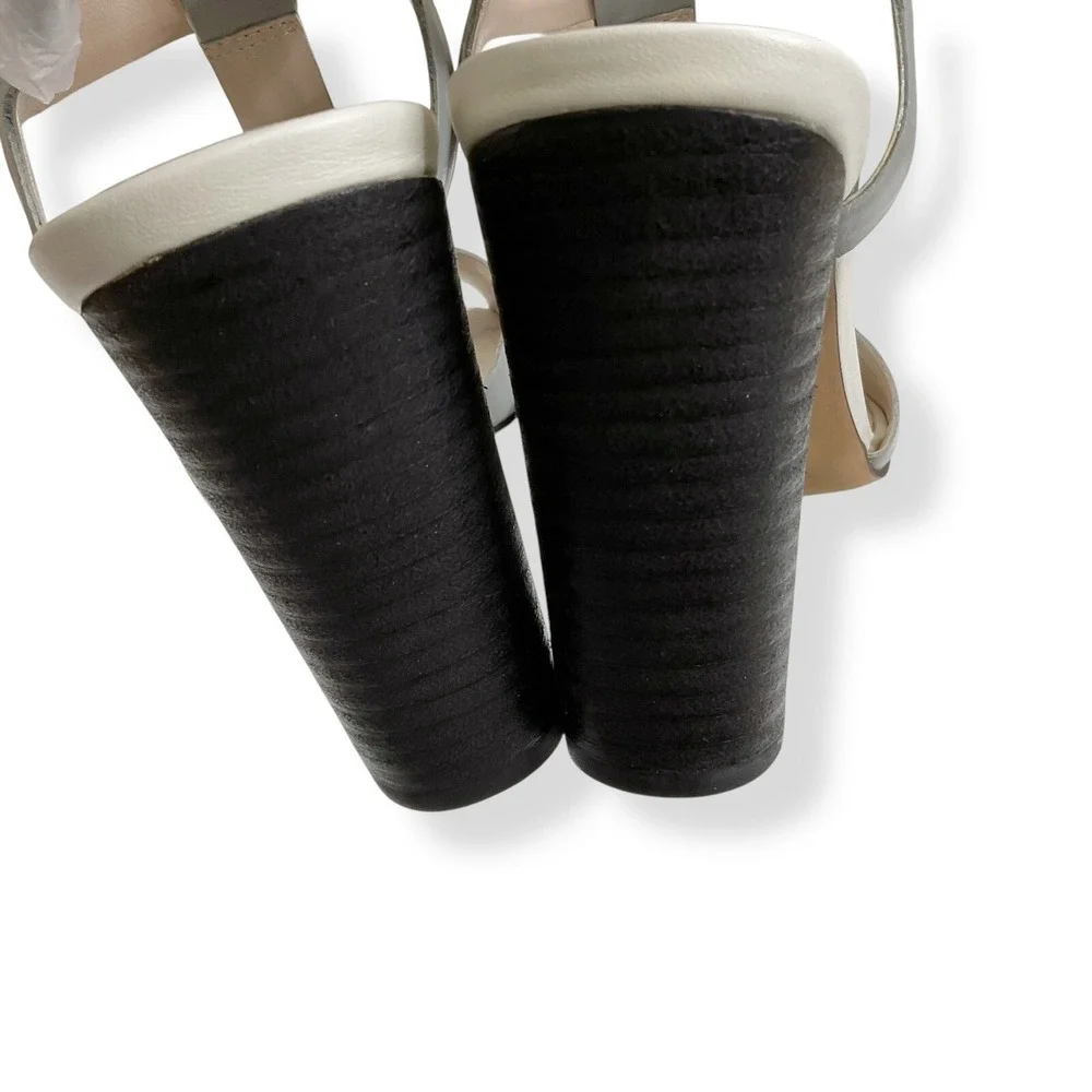Wythe NY Women Size 8 (38) Gray Zander T Strap Sandals Chunky Heels Shoes NWB